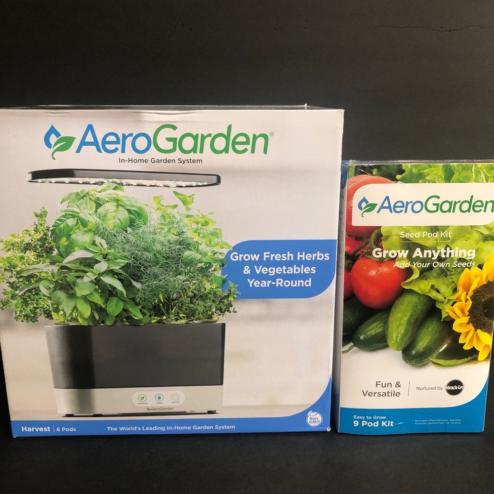 AeroGarden Harvest Home Garden System - Black + Seed Pot Kit.